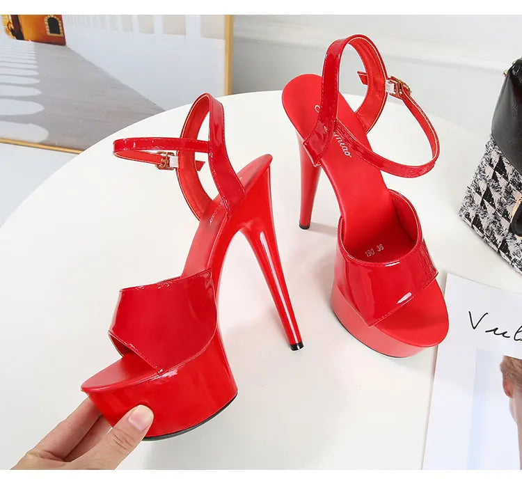 Shuzumiao Branded women's shoes pole dance 15 17 20cm sandals High Heels fashion sexy platform Black shoes Female party shoes
