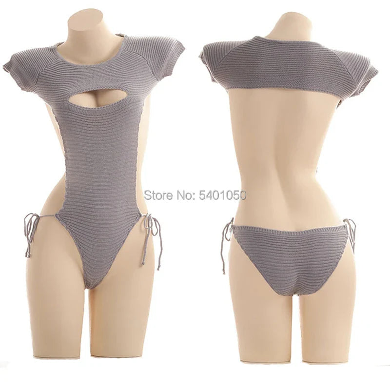 Sexy Open Chest Sweaters  Black Halter Knitted Sweater White Sexy Pullover Women Tops Slim V Neck Long Sleeve Femme