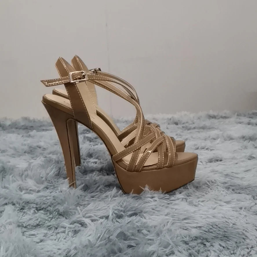 LOSLANDIFEN 2026 NEW 14CM Open Toe Platform High Heels Snake Pattern Sandals Sexy Ankle Strap Gladiator Party Dress Women Shoes