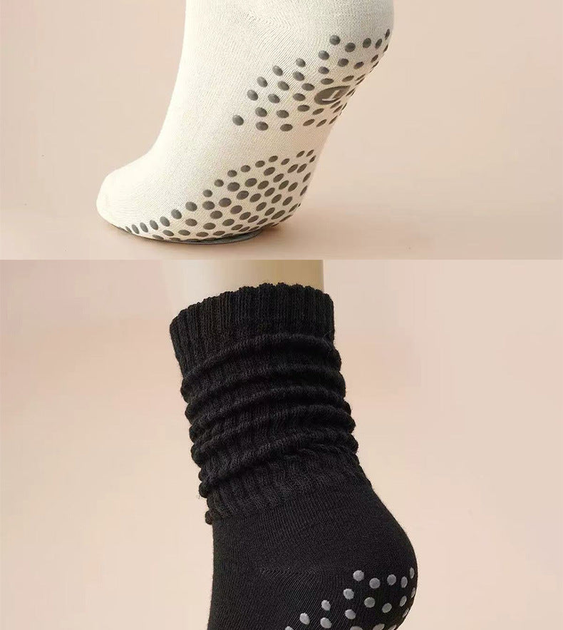 Yoga Socks Mid-Calf Pilates Socks Non-Slip Women's Sweat-Absorbent Non-Slip Dotted Floor Socks Versatile Sports Fitness Silicone Socks