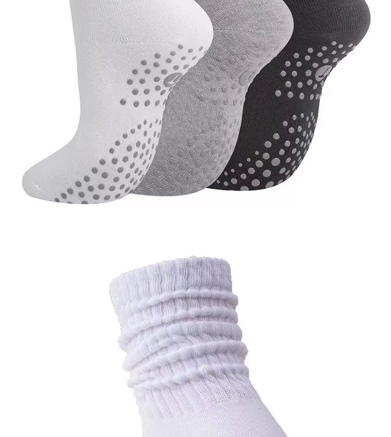 Yoga Socks Mid-Calf Pilates Socks Non-Slip Women's Sweat-Absorbent Non-Slip Dotted Floor Socks Versatile Sports Fitness Silicone Socks