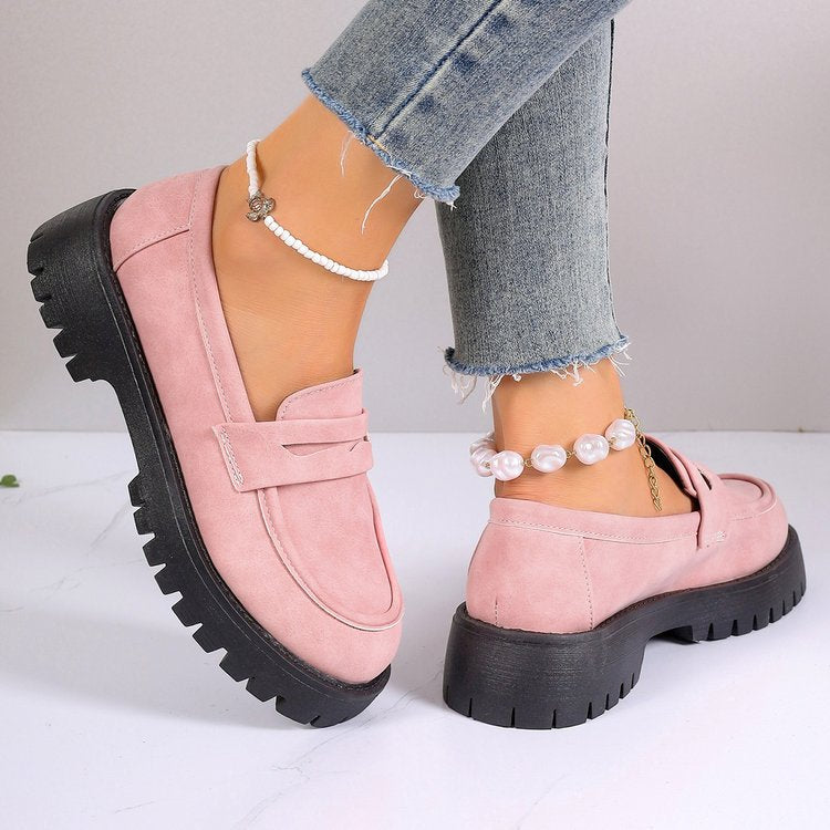 Retro British Style Platform Loafers Women 2024 Plus Size Round Toe Single Shoes Woman Thick Bottom Leather Oxford  Shoes Mujer