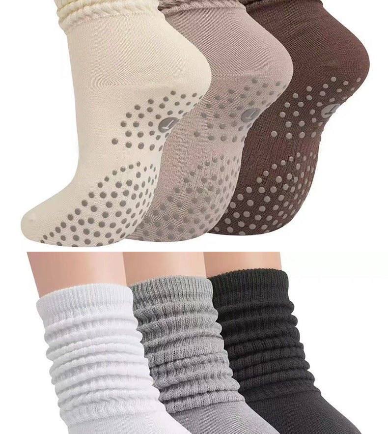 Yoga Socks Mid-Calf Pilates Socks Non-Slip Women's Sweat-Absorbent Non-Slip Dotted Floor Socks Versatile Sports Fitness Silicone Socks