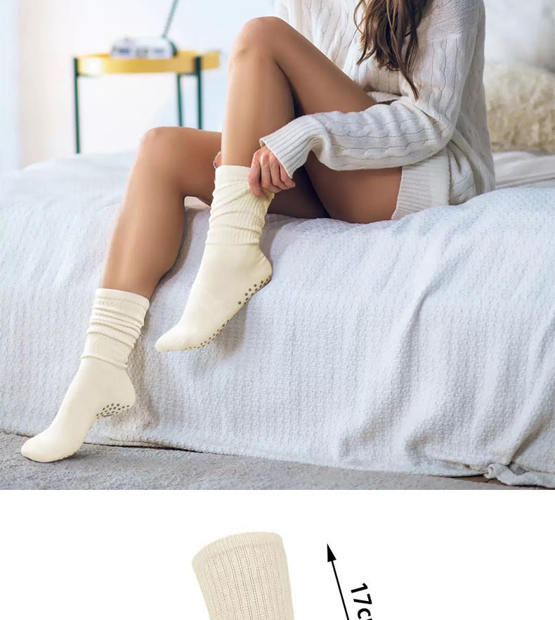 Yoga Socks Mid-Calf Pilates Socks Non-Slip Women's Sweat-Absorbent Non-Slip Dotted Floor Socks Versatile Sports Fitness Silicone Socks