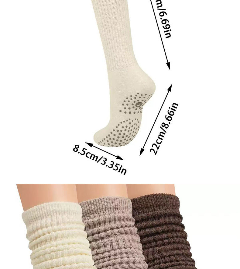 Yoga Socks Mid-Calf Pilates Socks Non-Slip Women's Sweat-Absorbent Non-Slip Dotted Floor Socks Versatile Sports Fitness Silicone Socks