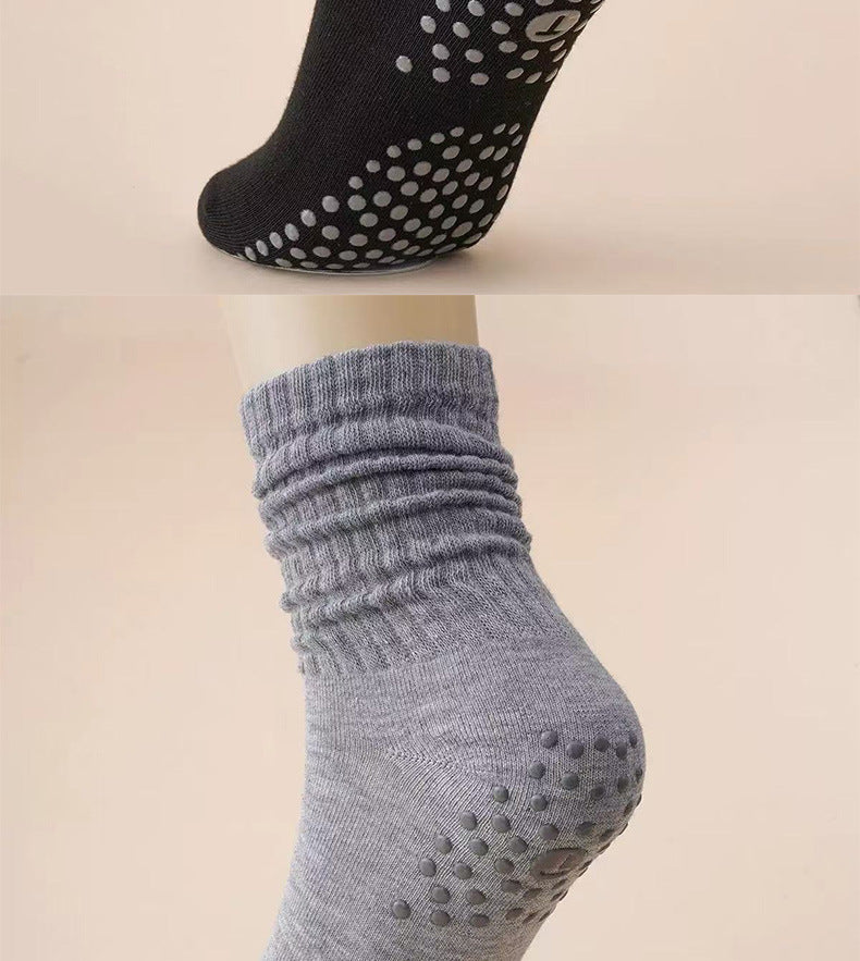 Yoga Socks Mid-Calf Pilates Socks Non-Slip Women's Sweat-Absorbent Non-Slip Dotted Floor Socks Versatile Sports Fitness Silicone Socks