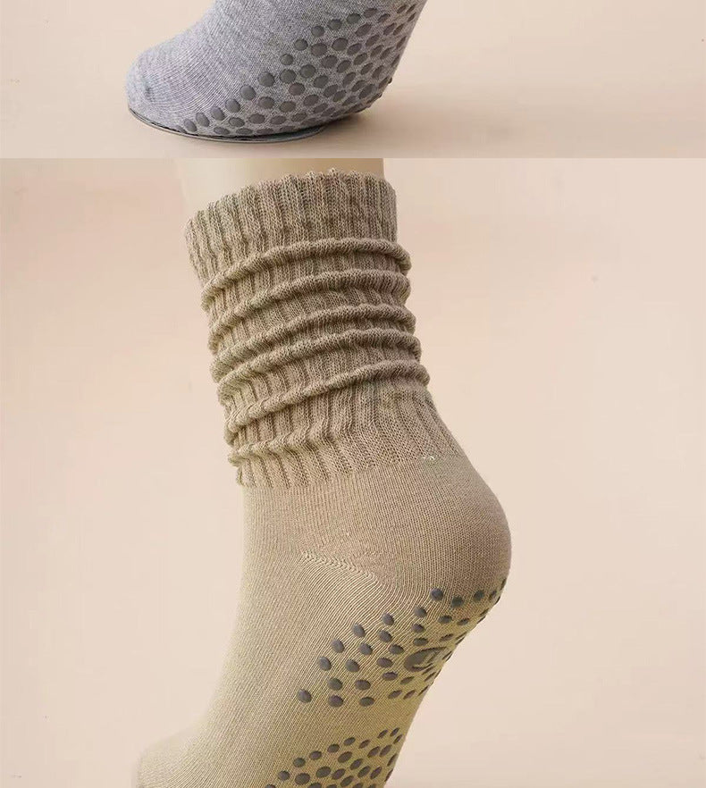 Yoga Socks Mid-Calf Pilates Socks Non-Slip Women's Sweat-Absorbent Non-Slip Dotted Floor Socks Versatile Sports Fitness Silicone Socks