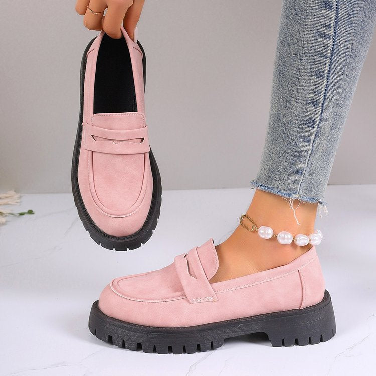 Retro British Style Platform Loafers Women 2024 Plus Size Round Toe Single Shoes Woman Thick Bottom Leather Oxford  Shoes Mujer