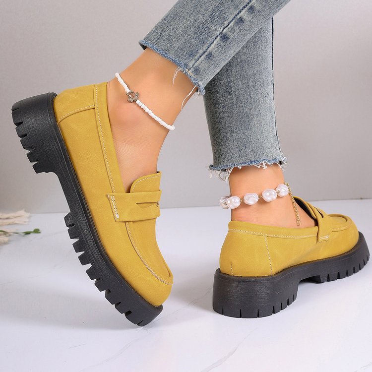 Retro British Style Platform Loafers Women 2024 Plus Size Round Toe Single Shoes Woman Thick Bottom Leather Oxford  Shoes Mujer