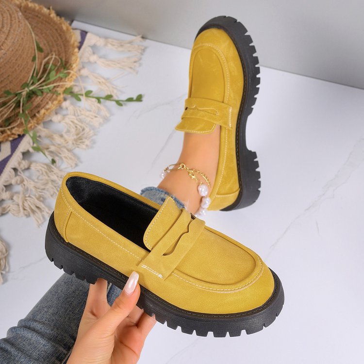 Retro British Style Platform Loafers Women 2024 Plus Size Round Toe Single Shoes Woman Thick Bottom Leather Oxford  Shoes Mujer