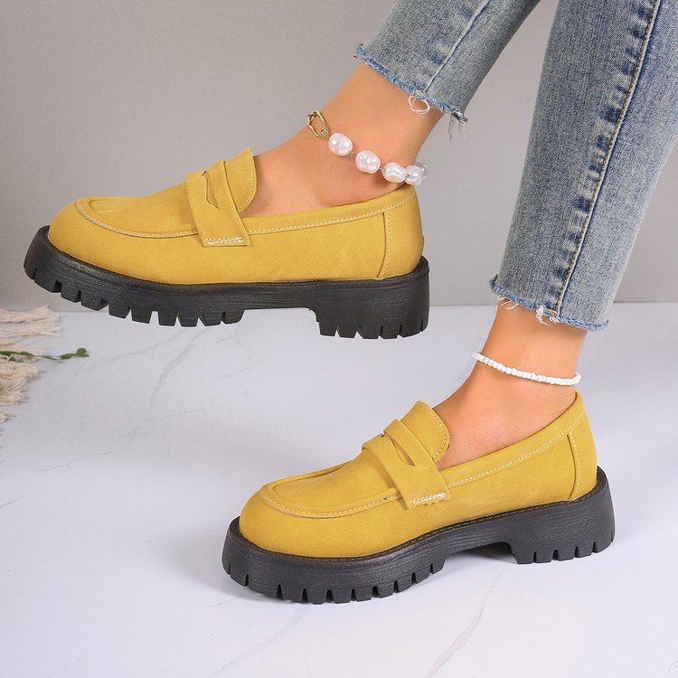 Retro British Style Platform Loafers Women 2024 Plus Size Round Toe Single Shoes Woman Thick Bottom Leather Oxford  Shoes Mujer