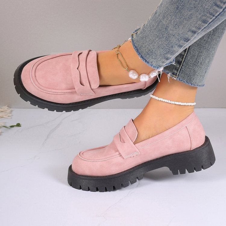 Retro British Style Platform Loafers Women 2024 Plus Size Round Toe Single Shoes Woman Thick Bottom Leather Oxford  Shoes Mujer
