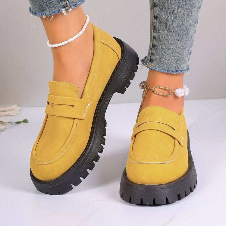 Retro British Style Platform Loafers Women 2024 Plus Size Round Toe Single Shoes Woman Thick Bottom Leather Oxford  Shoes Mujer