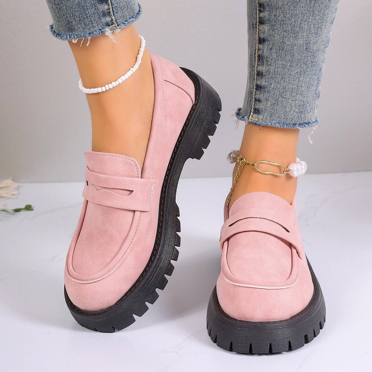 Retro British Style Platform Loafers Women 2024 Plus Size Round Toe Single Shoes Woman Thick Bottom Leather Oxford  Shoes Mujer