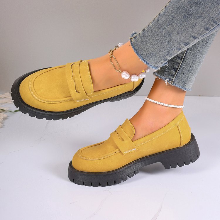 Retro British Style Platform Loafers Women 2024 Plus Size Round Toe Single Shoes Woman Thick Bottom Leather Oxford  Shoes Mujer