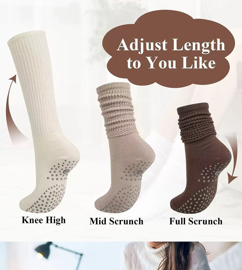 Yoga Socks Mid-Calf Pilates Socks Non-Slip Women's Sweat-Absorbent Non-Slip Dotted Floor Socks Versatile Sports Fitness Silicone Socks