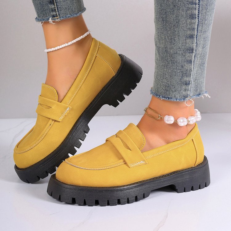 Retro British Style Platform Loafers Women 2024 Plus Size Round Toe Single Shoes Woman Thick Bottom Leather Oxford  Shoes Mujer