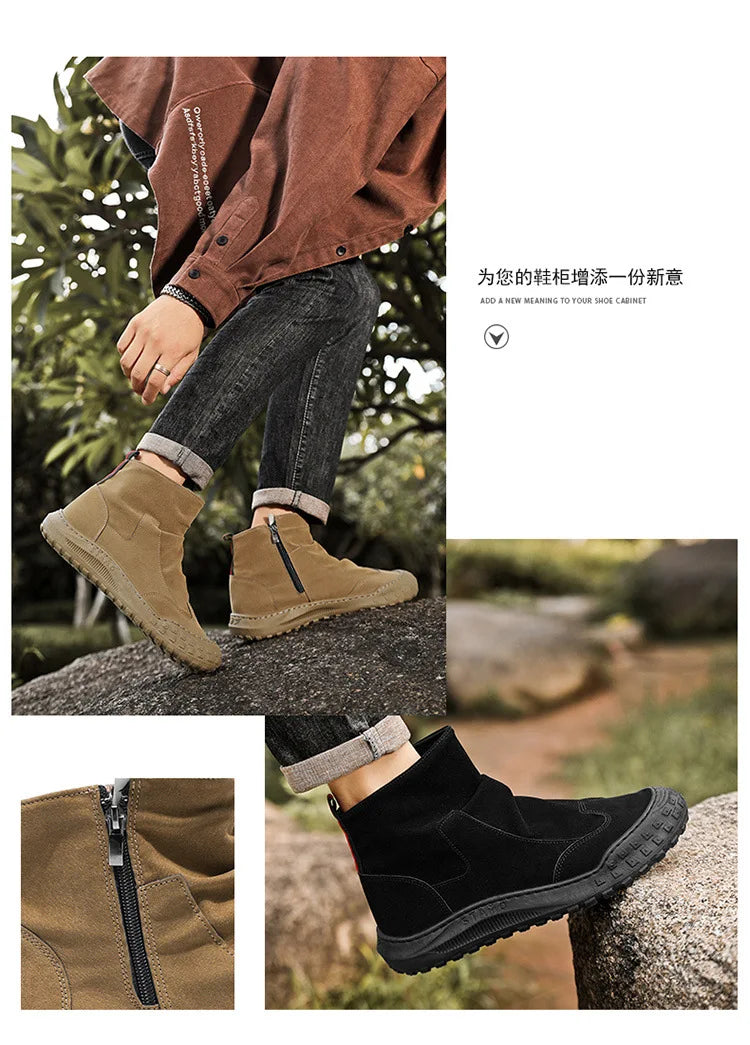 Outdoor Men's High-Top Work Boots Casual Shoes Comfortable Sport Workwear Waterproof Anti-slip Long-lasting No Fatigue Footwear