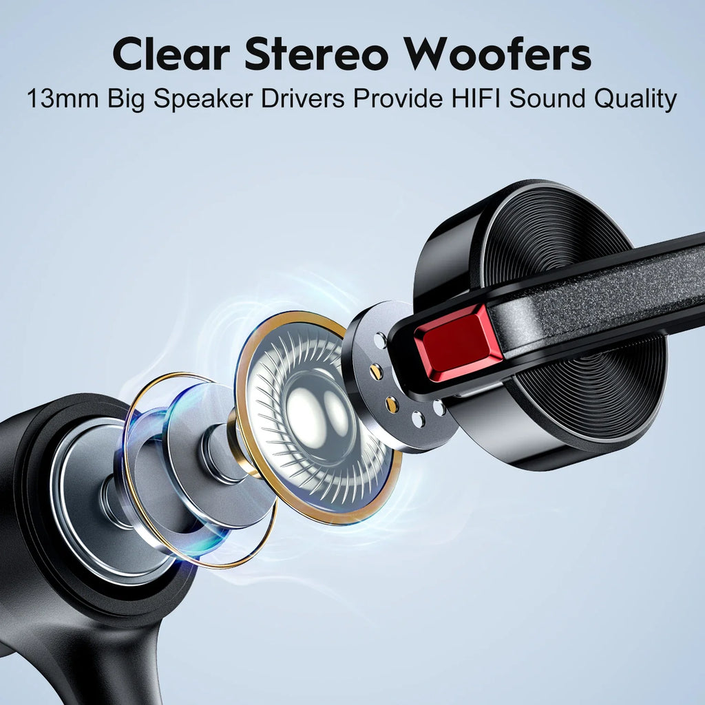 New Bee M51 Wireless Bluetooth Headset Earphones 5.2 Headphone with Dual-Mic CVC8.0 Noise Cancelling Handsfree Business Earpiece