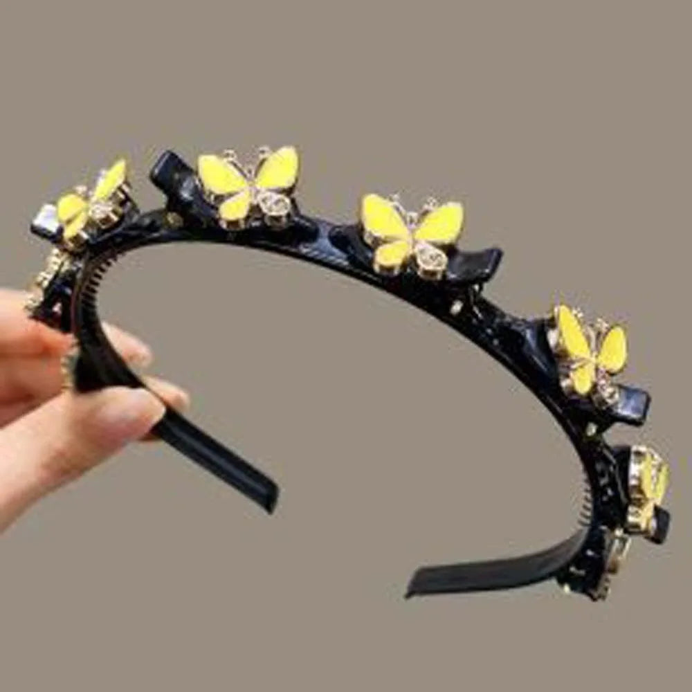 Hair Accessories Elegant Hair Bands with Clips Sweet Shiny Women Butterfly Hair Hoop Headwear Hair Weaving Tool Hairband Party