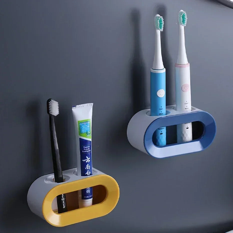 Bathroom Toothbrush Holder Wall Mount Bathroom Organizer Double Single Hole Self Adhesive Tooth Brush  Accessories Space Saving