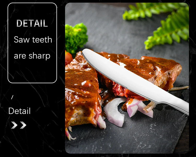 6/30pcs Silver stainless steel steak knife, fork and spoon dessert fork and spoon tableware set suitable for tableware hotel