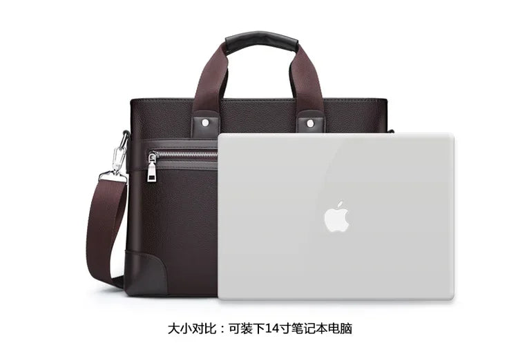 Men PU Leather Shoulder Fashion Business Bags Handbags Black Bag Men for Document Leather Laptop Briefcases Bag