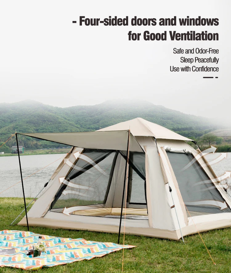 Right-Angle Four-Sided Tent, Fully Automatic Quick-Opening Sun Protection And Waterproof, Used For Camping In Beaches And Parks.