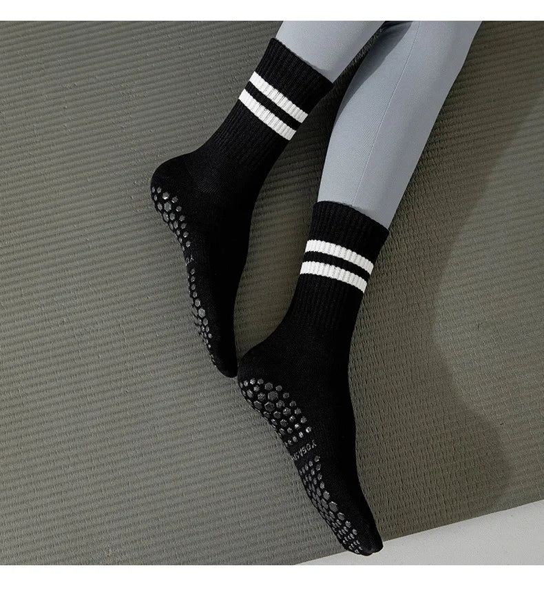 5 Pairs Pilates Socks for Women Yoga Socks Pure Cotton Non Slip Silicone Grips Indoor Sport Fitness Pilates Yoga Gym Dance Socks
