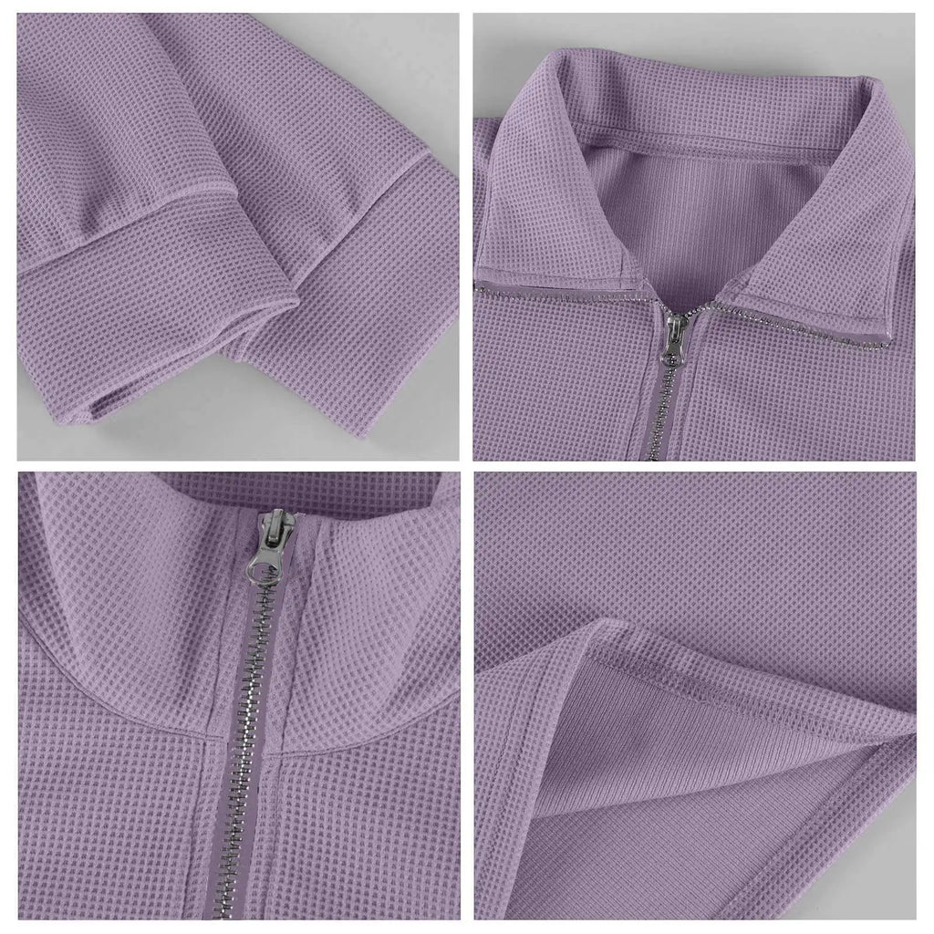 New Sweatshirts For Men Spring Waffle Long-sleeved T-shirt Men's Casual Loose Zipper Polo Collar Tees Tops Man Outwear