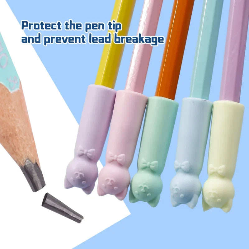 1-20pcs Cartoon Eraser Caps Pencil Erasers Toppers Cute Cat Erasers for Kids Student School Stationery Supplies Pen Head Sleeves