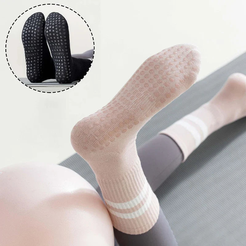 5 Pairs Pilates Socks for Women Yoga Socks Pure Cotton Non Slip Silicone Grips Indoor Sport Fitness Pilates Yoga Gym Dance Socks