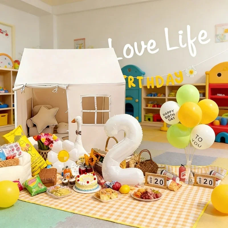 Game Tent With Colorful Flag Large Amusement Park Style Tent With Windows Easy To Clean Indoor Placeable Children Play Game Tent