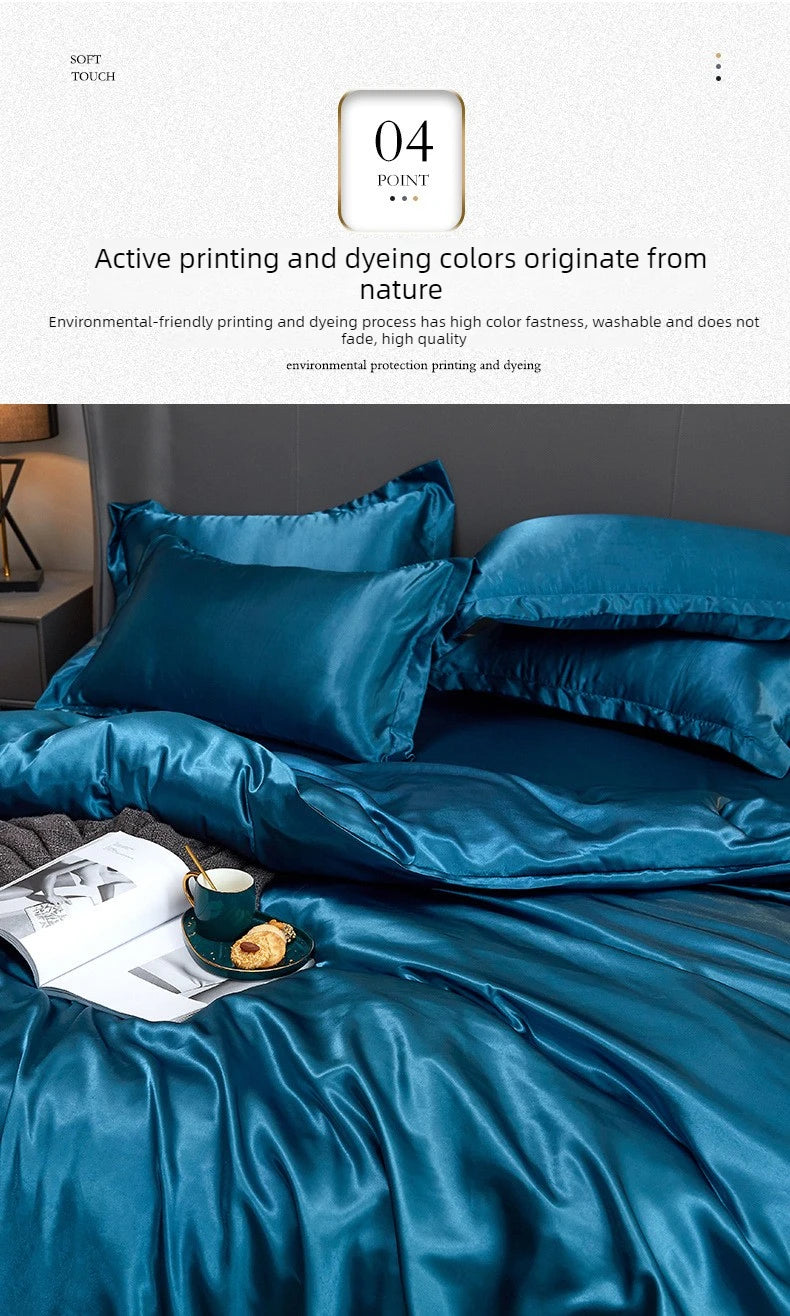 Duvet Cover Set Bed 120/150/180/200 Tencel Silk Bedding Set Black Green White Summer Sheet Luxury Stretch Fitted Sheet 180x200