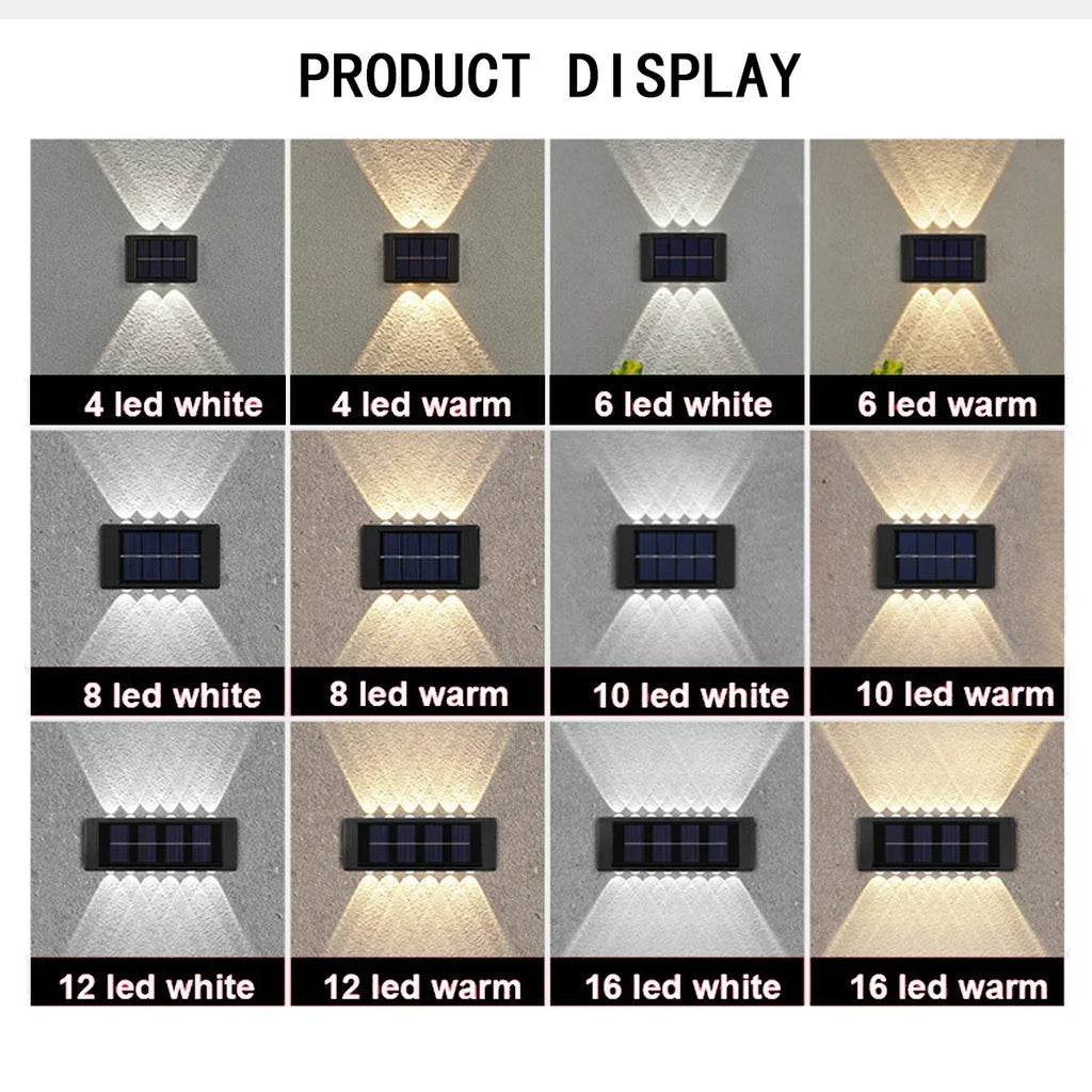 Solar Wall Lamp Outdoor Waterproof Solar Powered Light UP and Down Illuminate Home Garden Yard Decoration Outside Sunlights