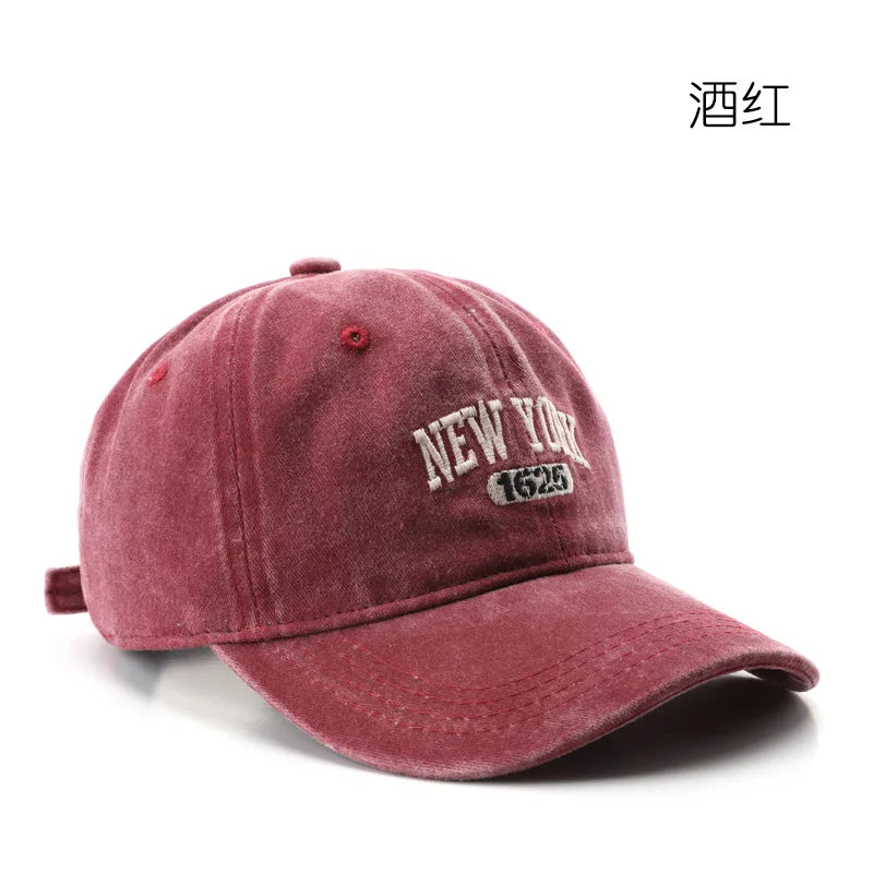 Retro NEW YORK Embroidery Snapback Hat for Men Women Vintage Washed Baseball Caps Spring Autumn Leisure Adjustable Soft Top Hats