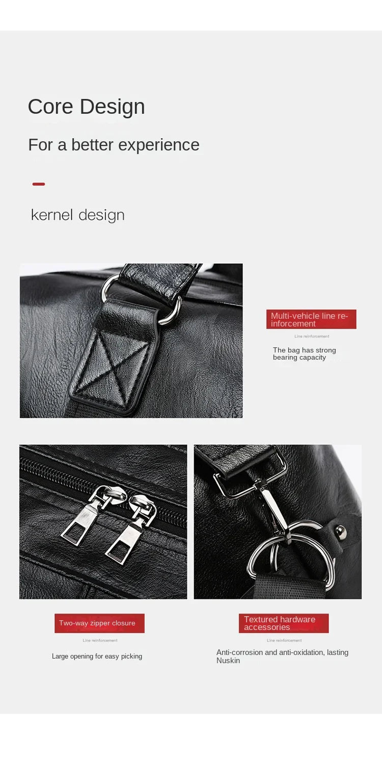 2023 New Men's Business PU Travel Handbag Soft Leather Texture Shoulder Bag Sports TrainingLarge Capacity Handheld Crossbody