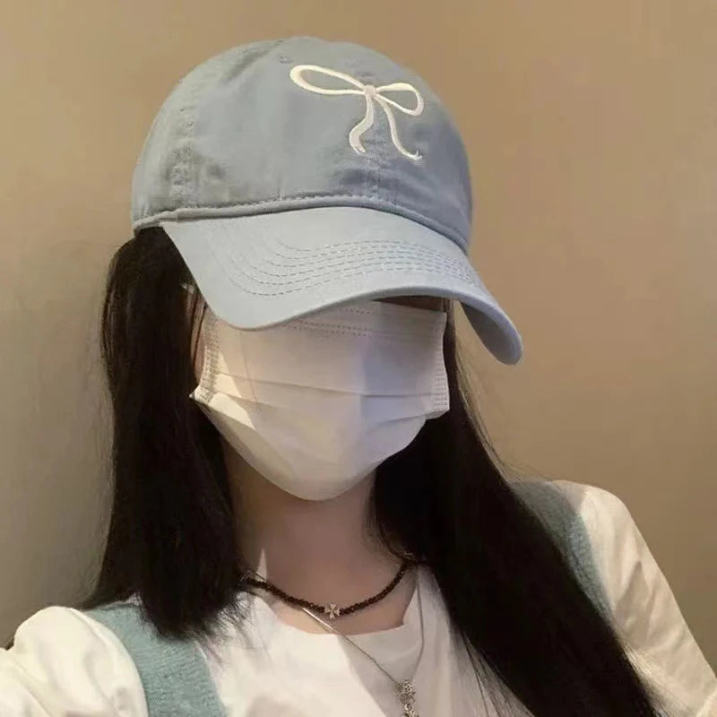 Sweet Bowknot Baseball Cotton Adjustable Snapback Hat Spring Autumn Embroidery Women's Cap Outdoor Casual Sun Hat Visors Hat