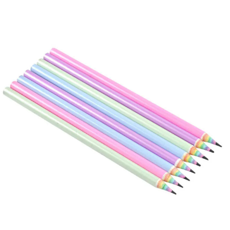 6-8pcs/set Rainbow Paper Pencil HB Environmentally Friendly for Creative Simplefor Writing and Painting Pencil School Stationery