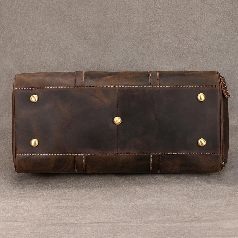 Big Capacity Genuine Leather Travel Bag For Men Women Soft Black Cowhide Casual Travel Duffel Large Luggage Weekend Shoulder Bag