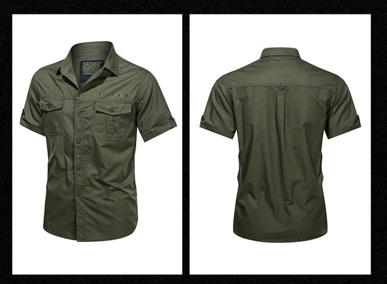 2025 New Shirts Men's Summer Casual 100 Cotton Multi-Pocket Short Sleeve Coat Outdoor Cycling Work Camping Single-breasted Shirt