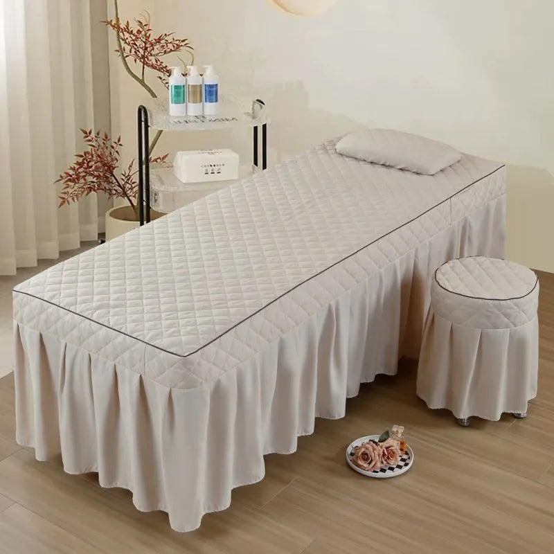 Thickened Single Double Beauty Bed Cover Pure Color Massage Beauty Salon Body Therapy Massage Hair Wash Bedding Cover Set