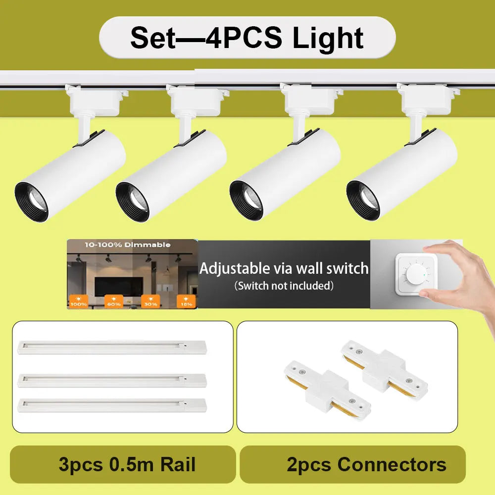 Set LED Track Light Dimmable Track Lamp AC180-265V COB led Spotlight  for Living Room Kitchen Clothing Store Rail Lamp Lighting