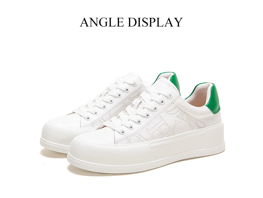 CHCH Women's Sports Shoes New Casual And Comfortable White Shoes Thick-Soled Genuine Leather Wear-Resistant Sports Shoes