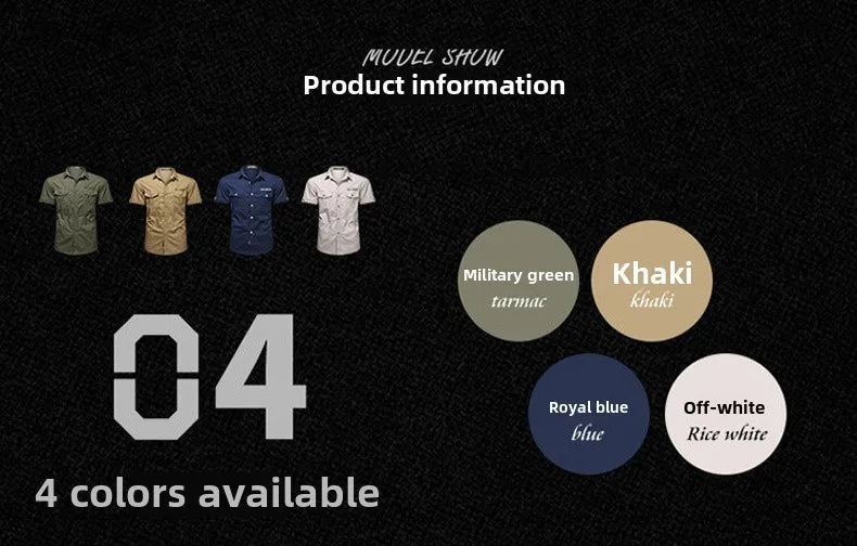 2025 New Shirts Men's Summer Casual 100 Cotton Multi-Pocket Short Sleeve Coat Outdoor Cycling Work Camping Single-breasted Shirt
