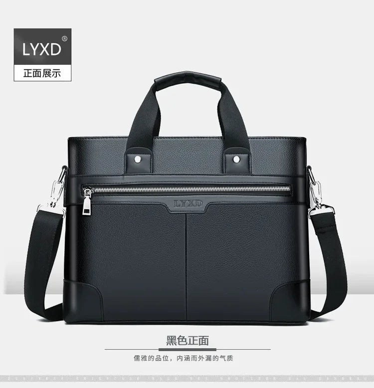 Men PU Leather Shoulder Fashion Business Bags Handbags Black Bag Men for Document Leather Laptop Briefcases Bag