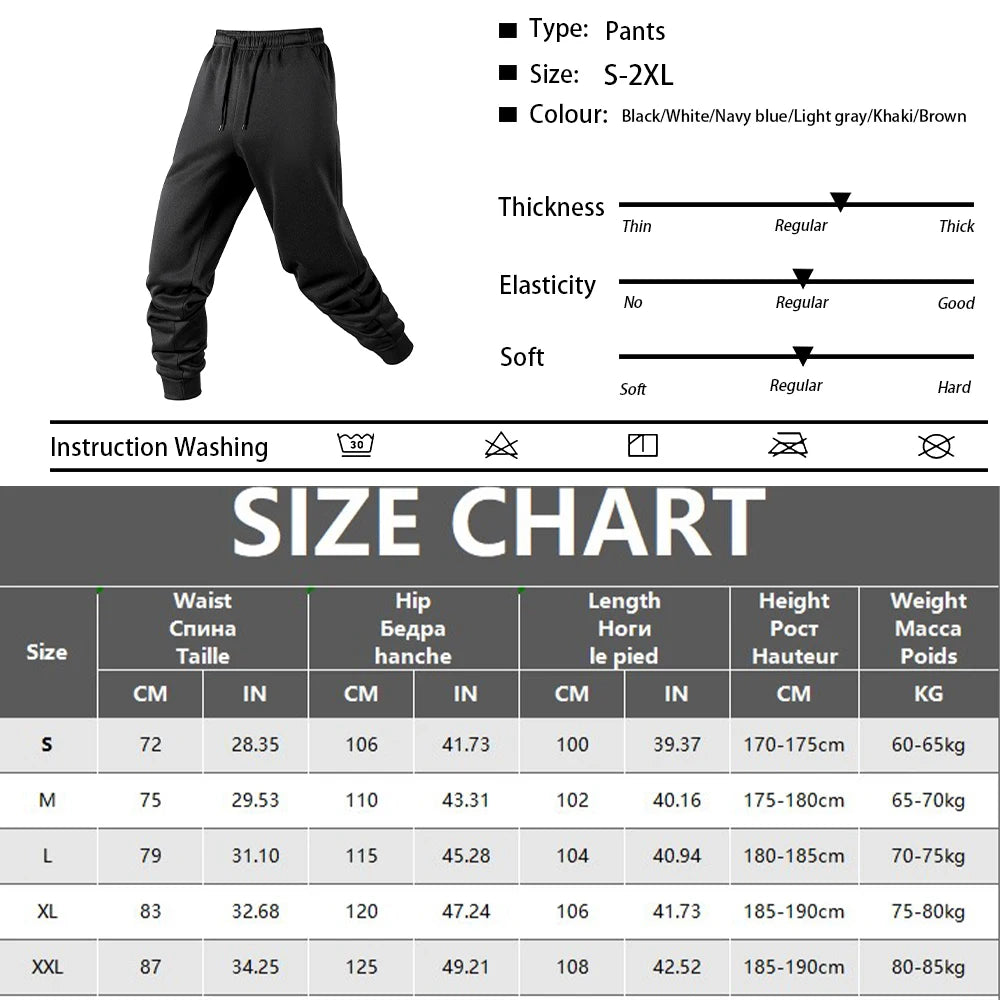 Men's Sweatpants Spring and Autumn Casual Sport Jogger Pants Men Drawstring Solid Color Trousers Daily Jogging Pants
