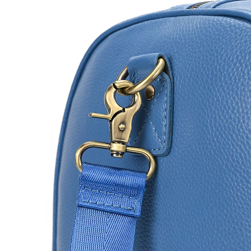 Big Capacity Genuine Leather Travel Bag For Men Women Soft Black Cowhide Casual Travel Duffel Large Luggage Weekend Shoulder Bag