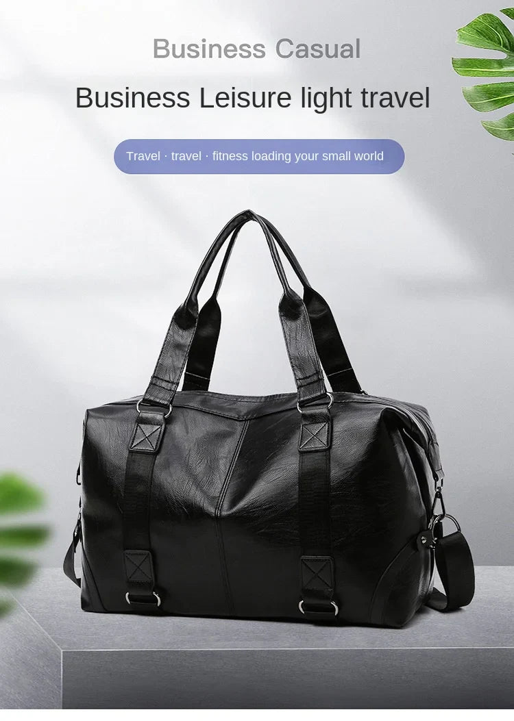 2023 New Men's Business PU Travel Handbag Soft Leather Texture Shoulder Bag Sports TrainingLarge Capacity Handheld Crossbody