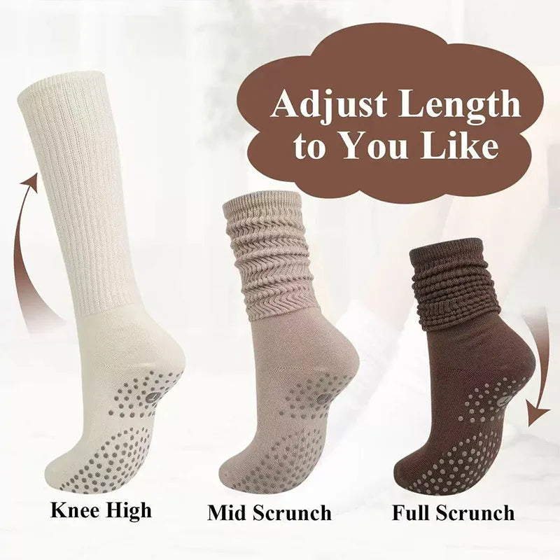 Yoga Socks Mid-Calf Pilates Socks Non-Slip Women's Sweat-Absorbent Non-Slip Dotted Floor Socks Versatile Sports Fitness Silicone Socks